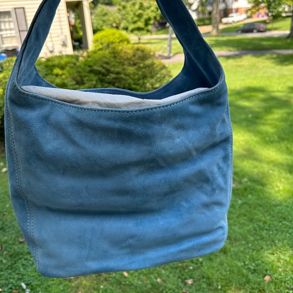 Michael Kors blue suede hobo bag